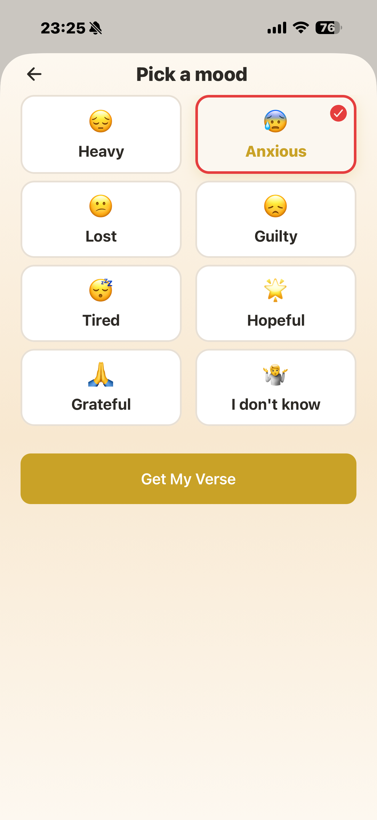 Daily Check-In mood cards