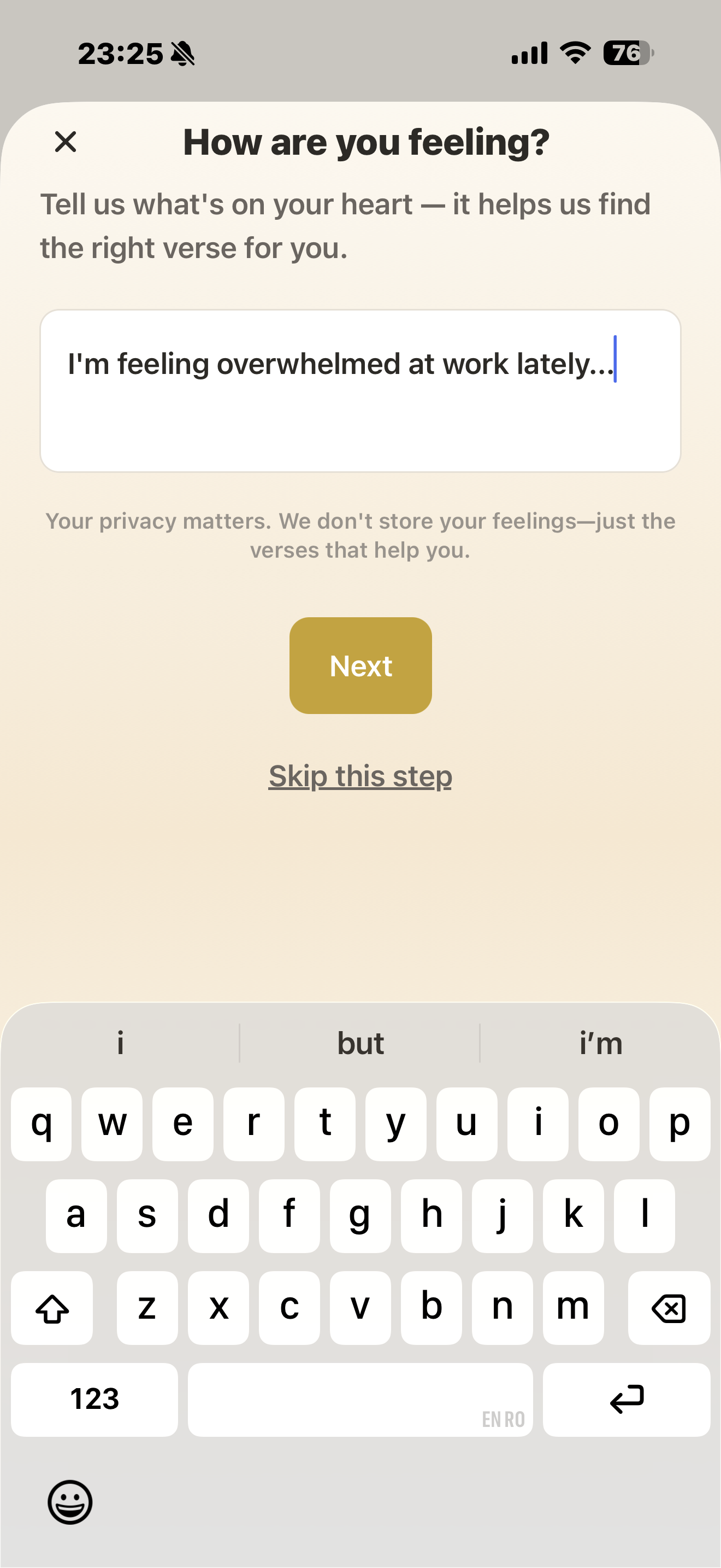Daily Check-In feeling input